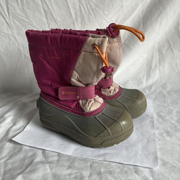 Columbia Powderbug Plus Winter Snow Boots Pink Youth Girls Size 12 - Picture 7 of 7
